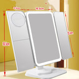 Trifold LED Makeup Mirror with 10X Magnification